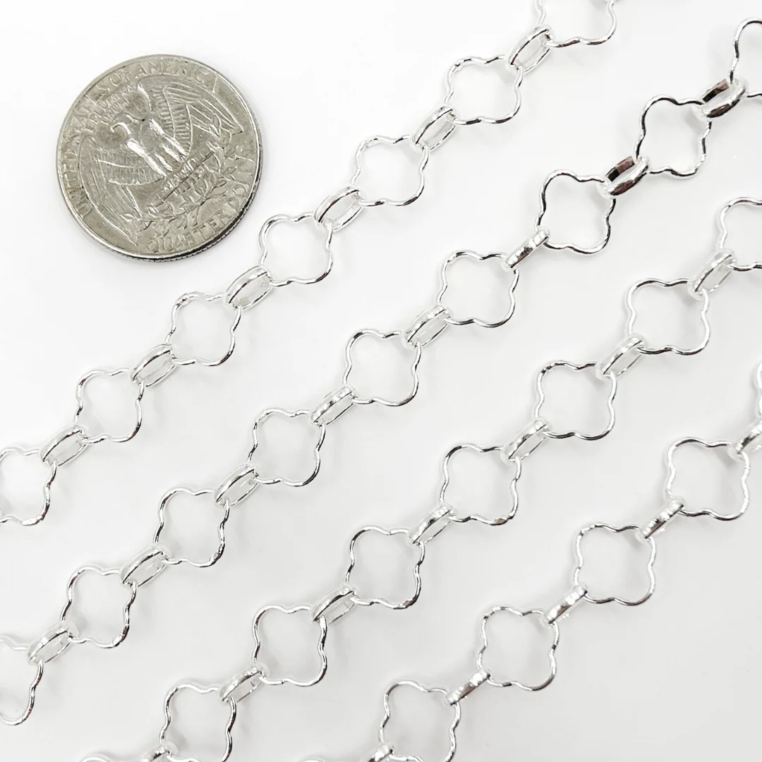 V157SS. Sterling Silver Clover Link Chain - Image 4