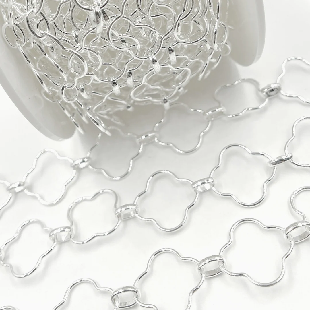 V158SS. 925 Sterling Silver Clover Link Chain - Image 5
