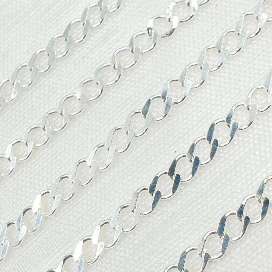 Z89SS. Sterling Silver Cuban Flat Curb Link Chain - Image 4