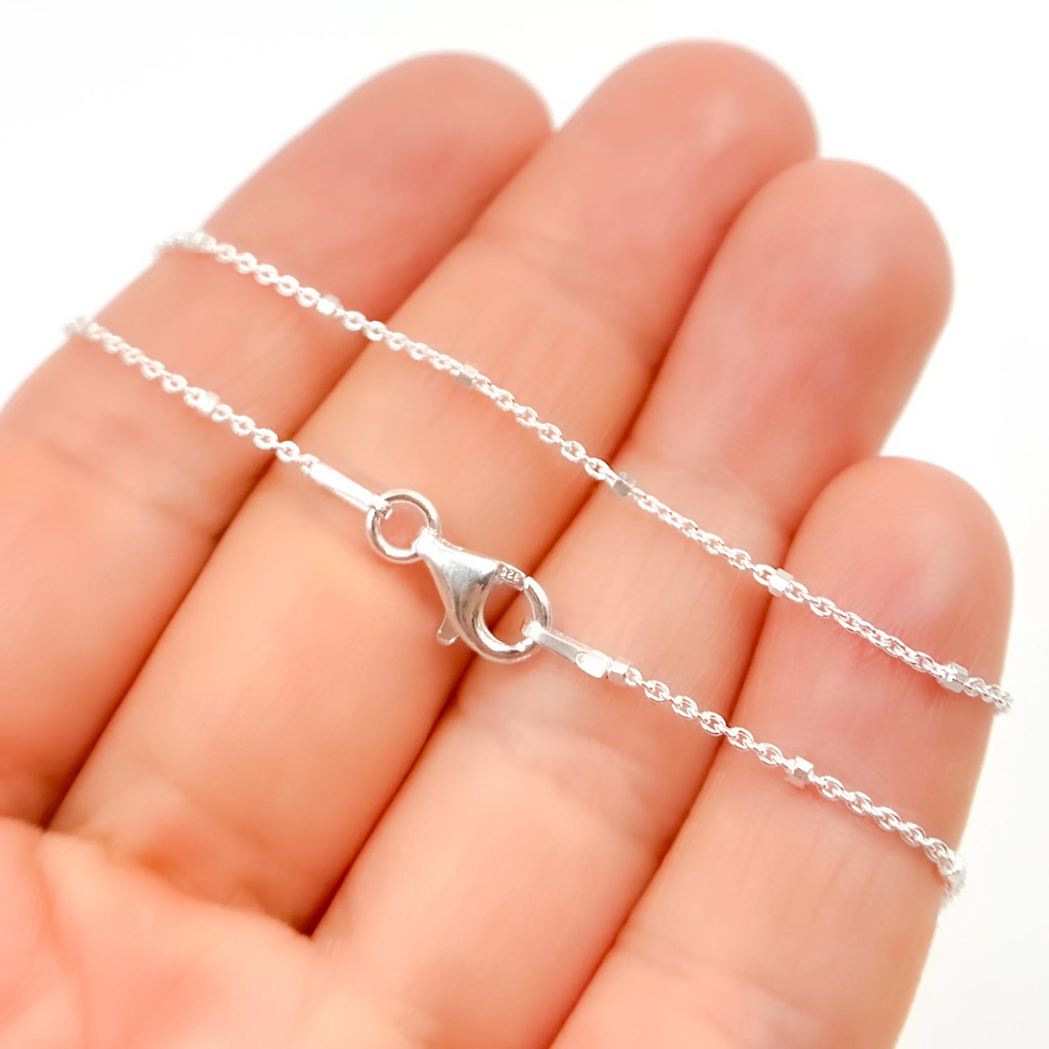 Z36SSN. Sterling Silver Cube Satellite Finished Necklace - Image 2