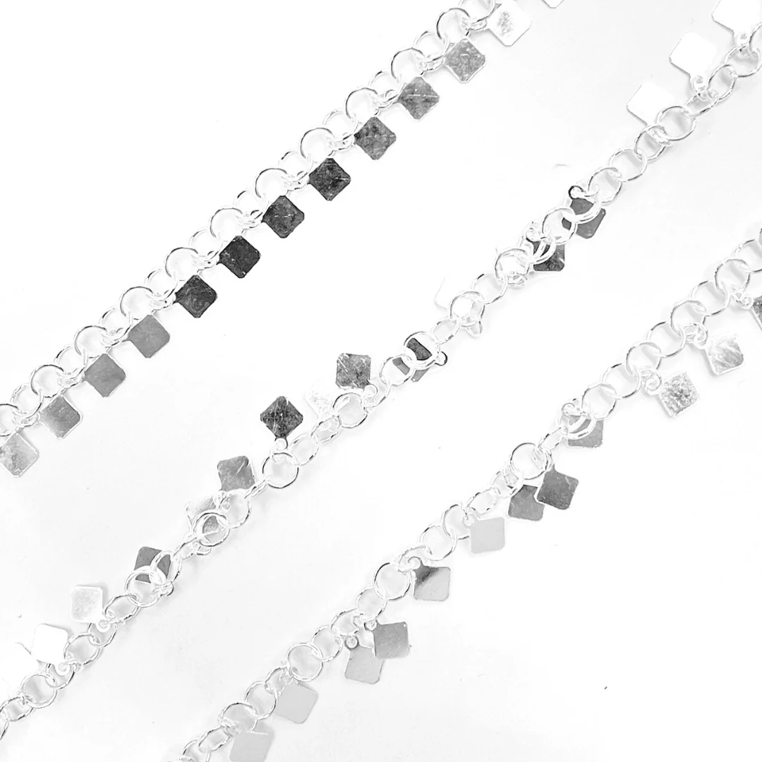V74SS. 925 Sterling Silver Dangle 4x3mm Square Chain - Image 2