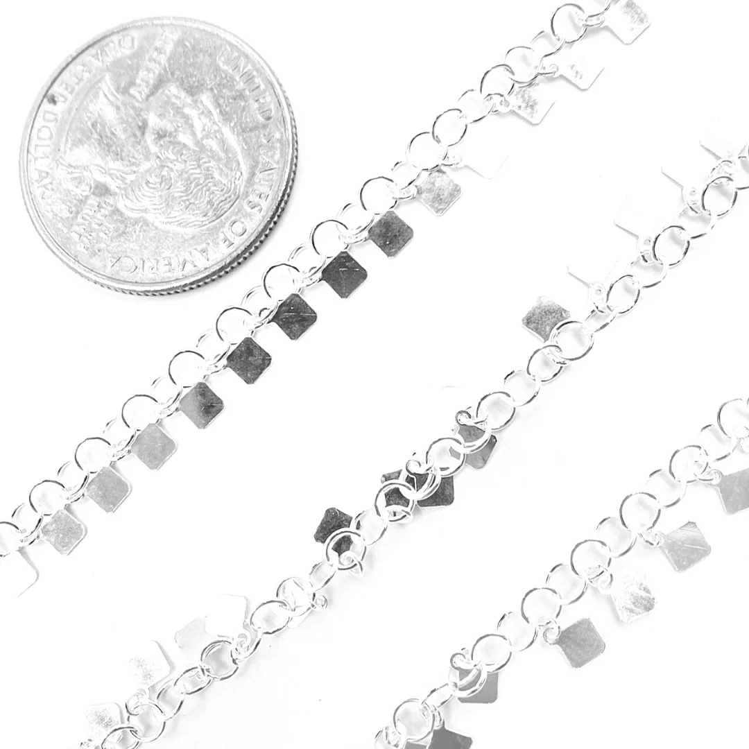 V74SS. 925 Sterling Silver Dangle 4x3mm Square Chain - Image 3