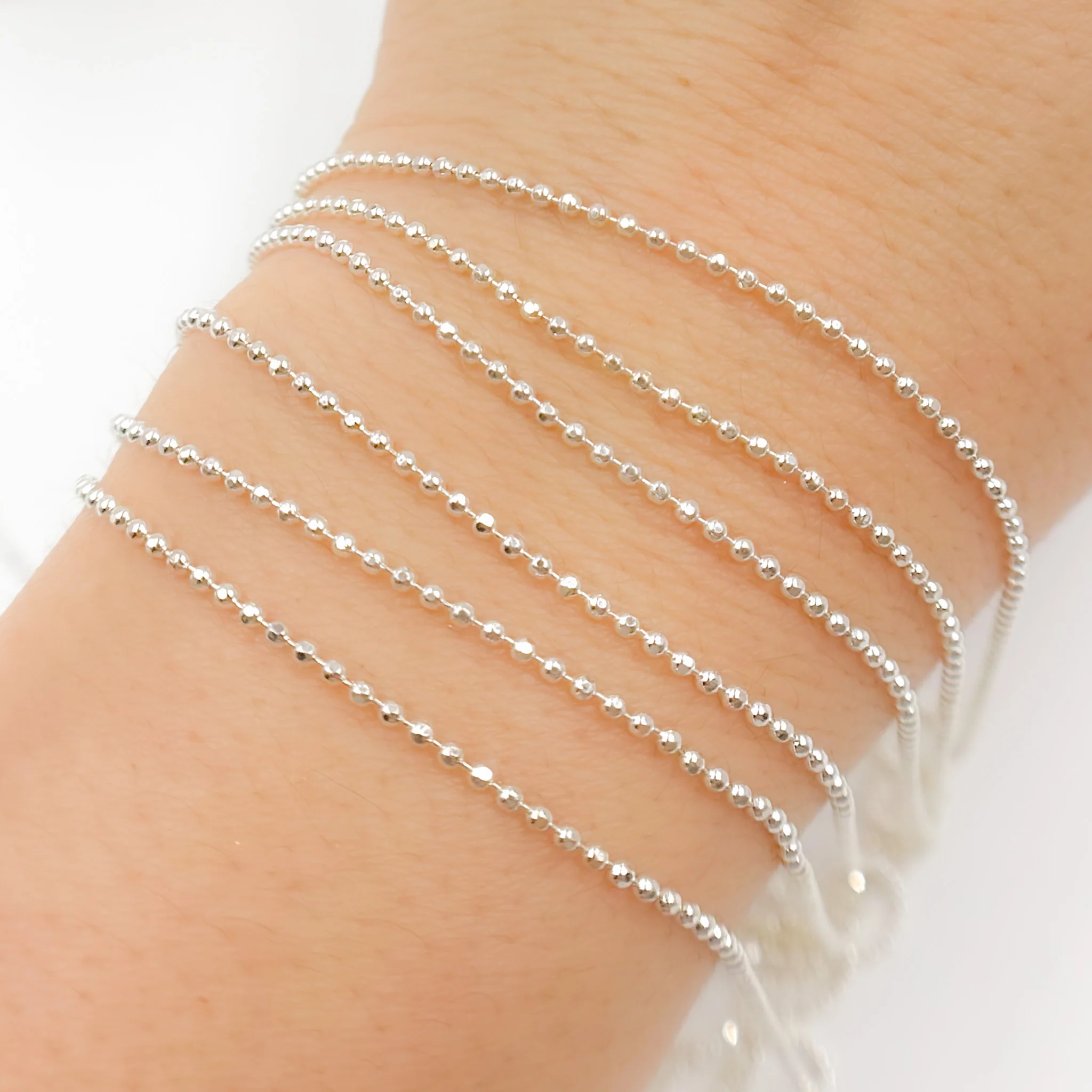 V113SS. Sterling Silver Diamond Cut Ball Chain - Image 2