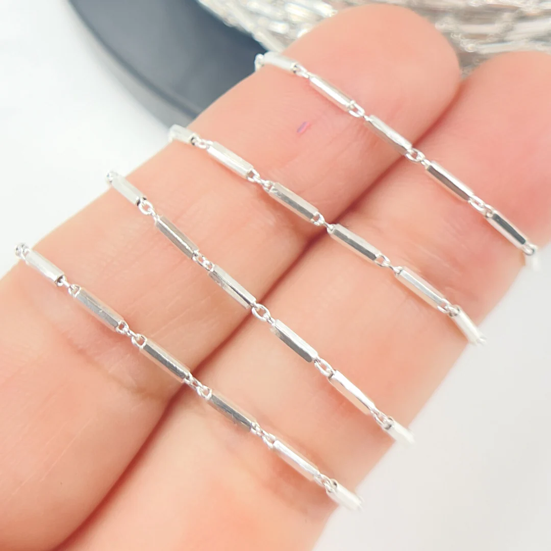 Y116SS. Sterling Silver Diamond Cut Bar Link Chain