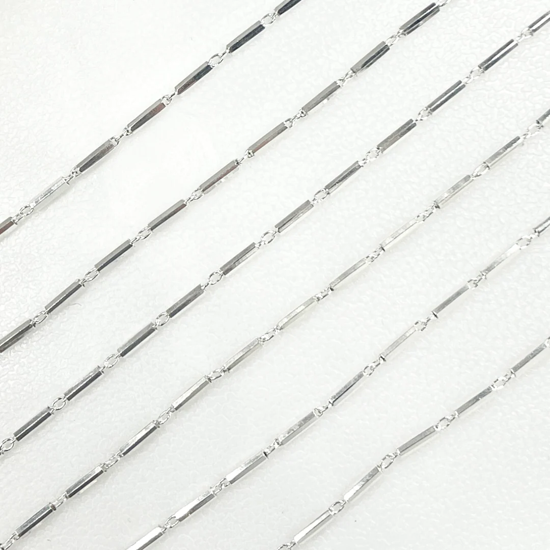 Y116SS. Sterling Silver Diamond Cut Bar Link Chain - Image 3