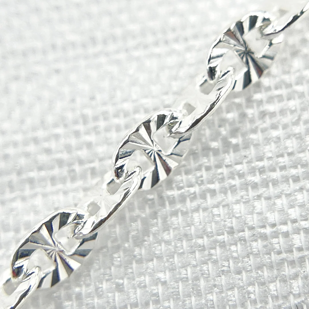 V91SS. Sterling Silver Diamond Cut Marina Chain - Image 2