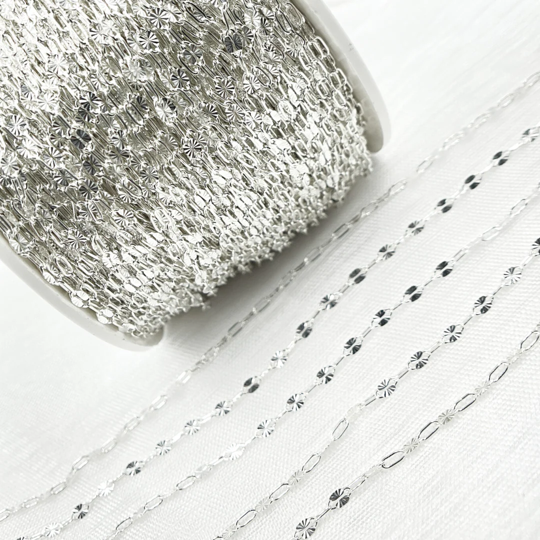 V170SS. Sterling Silver Diamond Cut Marina & Round Cable Link Chain - Image 3