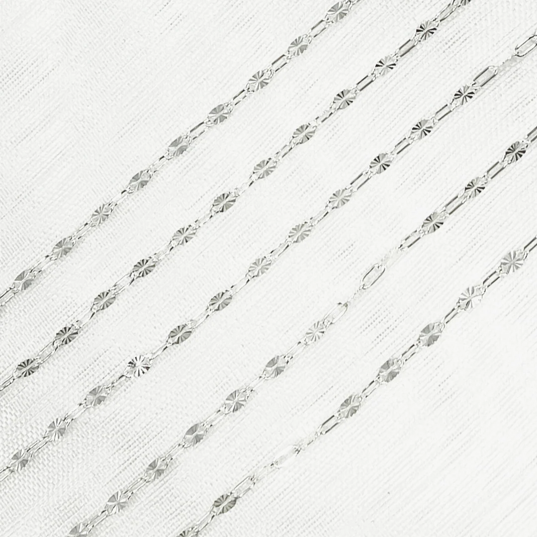 V170SS. Sterling Silver Diamond Cut Marina & Round Cable Link Chain - Image 4