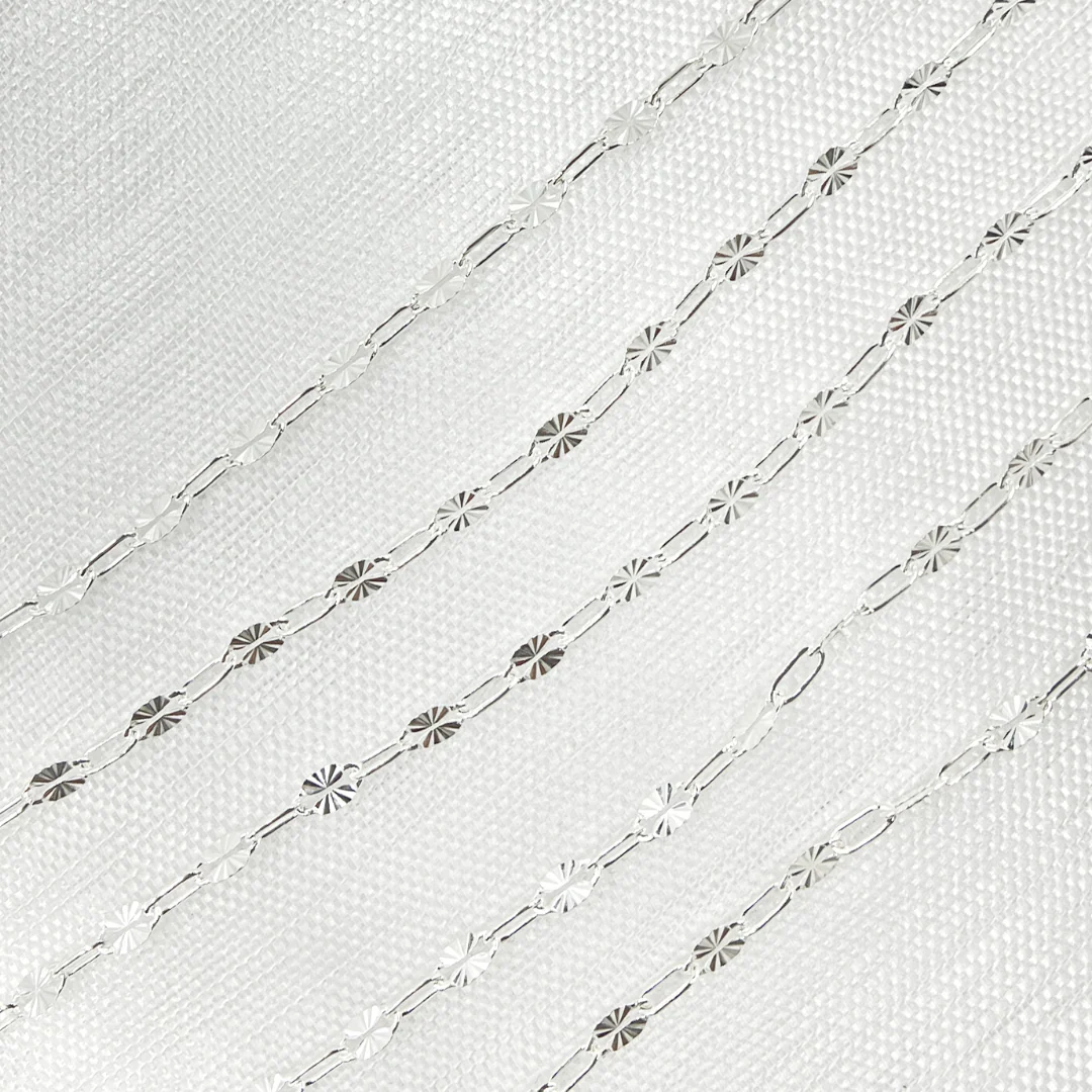 V170SS. Sterling Silver Diamond Cut Marina & Round Cable Link Chain - Image 5
