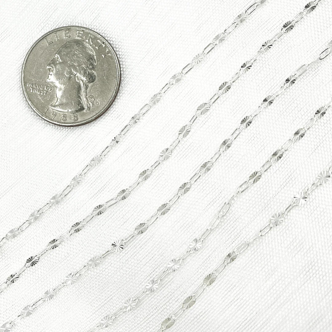 V170SS. Sterling Silver Diamond Cut Marina & Round Cable Link Chain - Image 6
