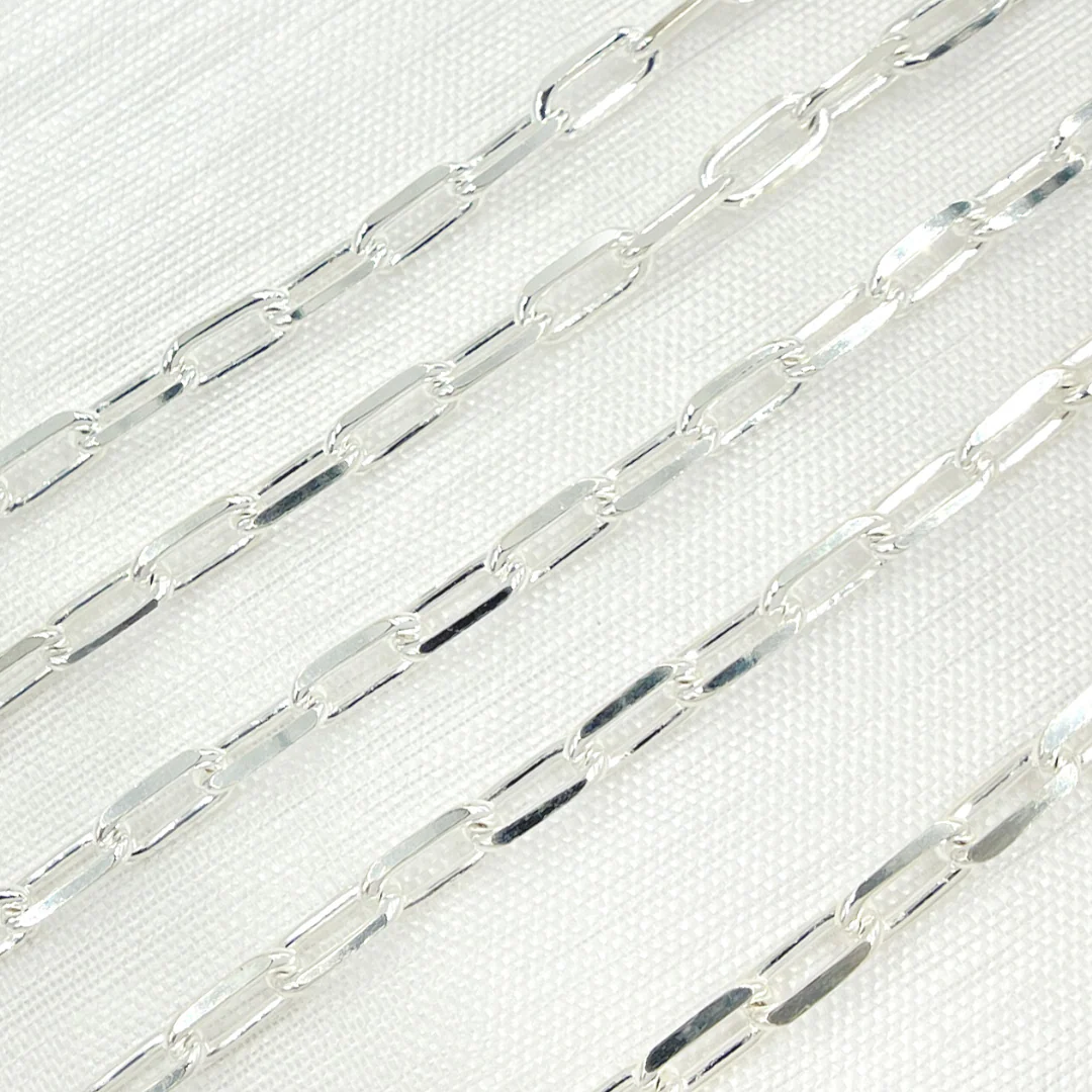 V184SS. 925 Sterling Silver Diamond Cut Paperclip Link Chain - Image 2