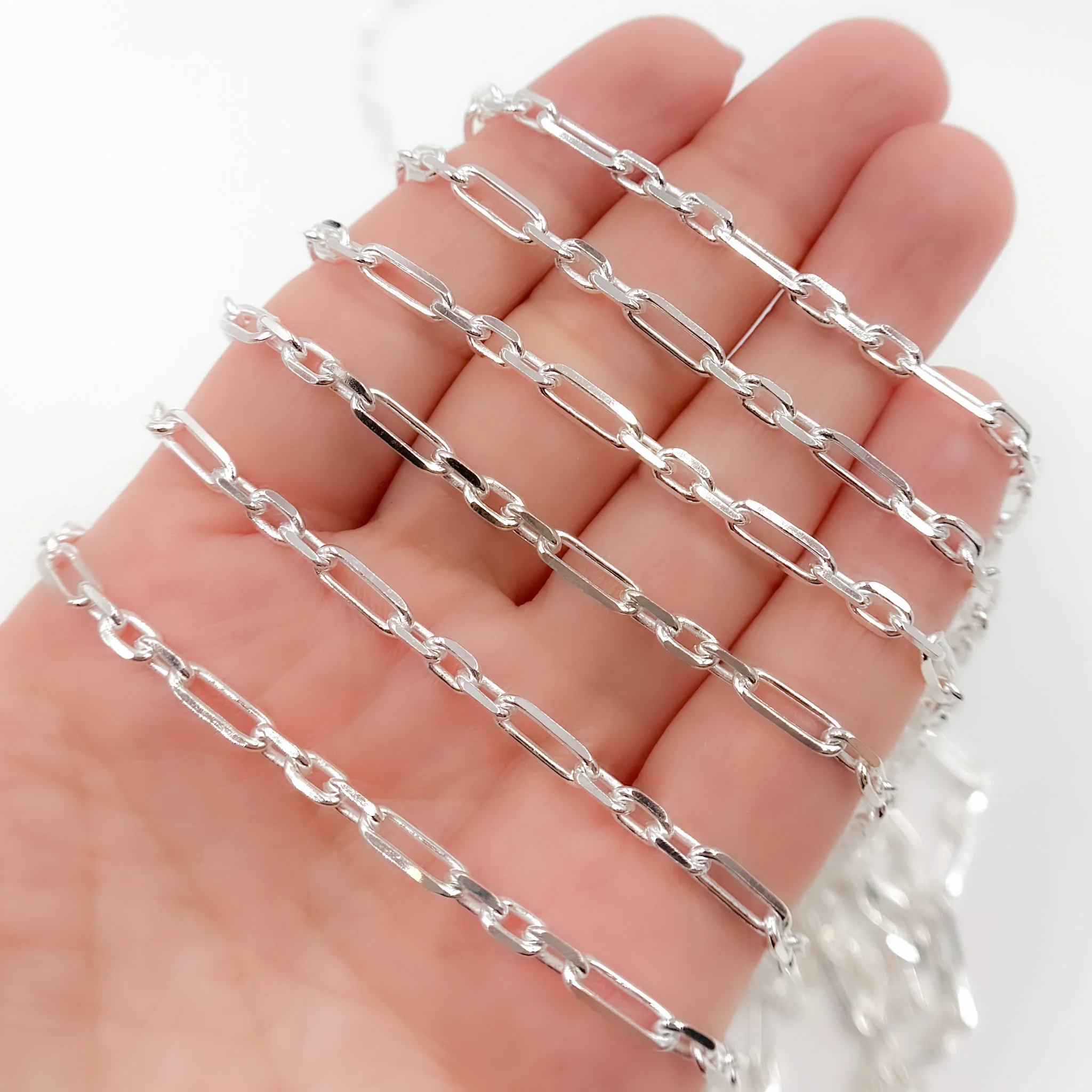 Z53SS. Sterling Silver Diamond Cut Paperclip Chain - Image 3