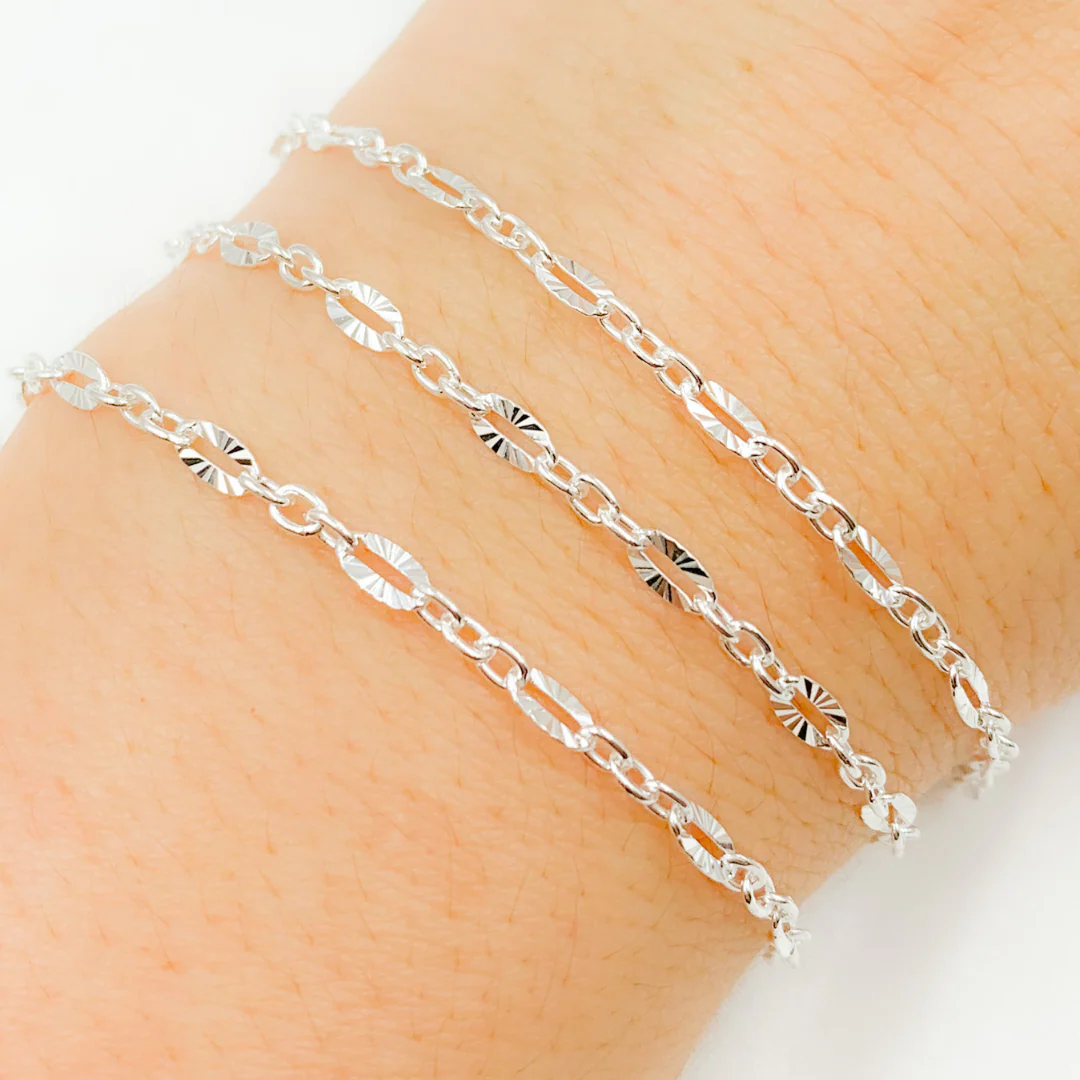 Z104SS. Sterling Silver Diamond Cut & Smooth Oval Link Chain. - Image 3