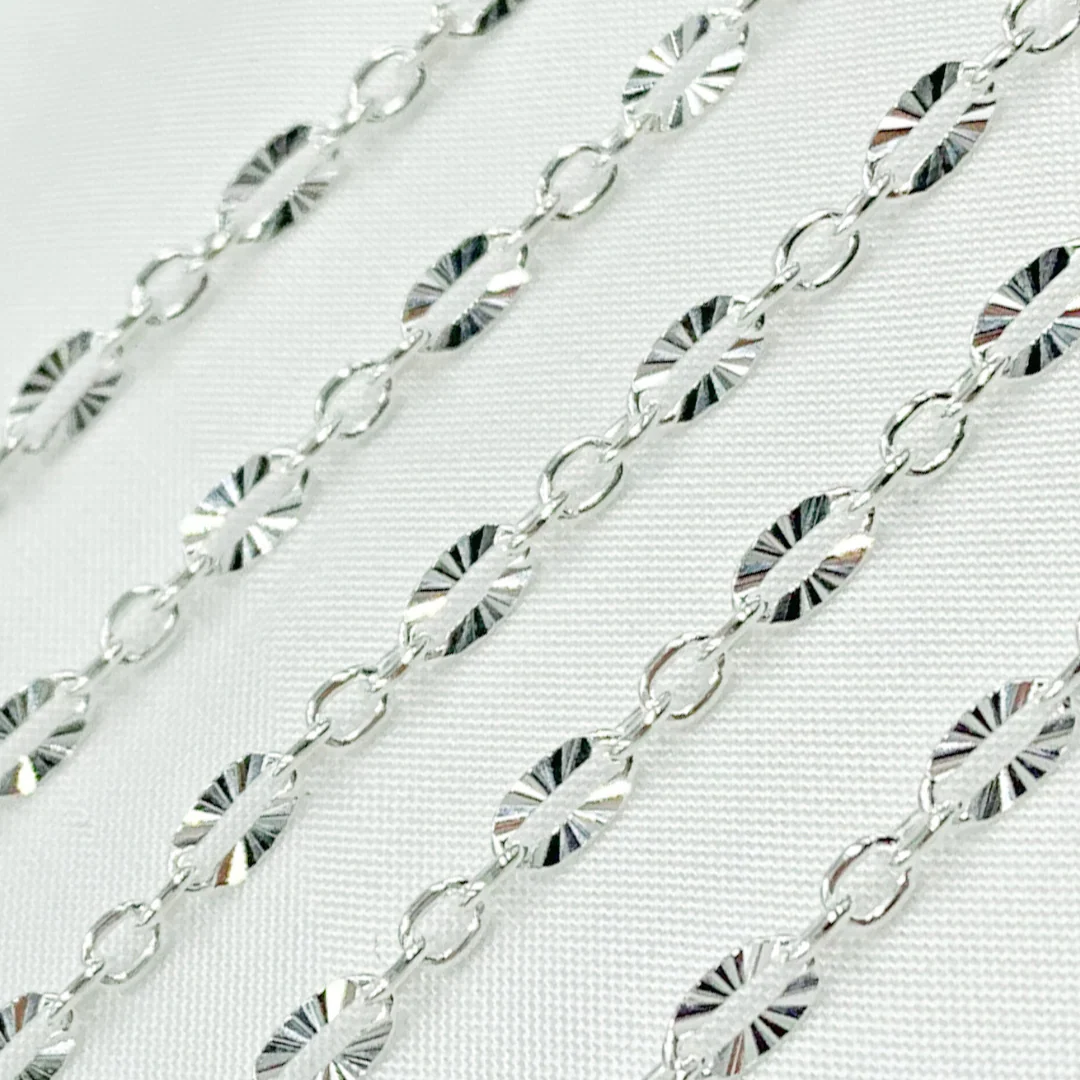 Z104SS. Sterling Silver Diamond Cut & Smooth Oval Link Chain. - Image 4