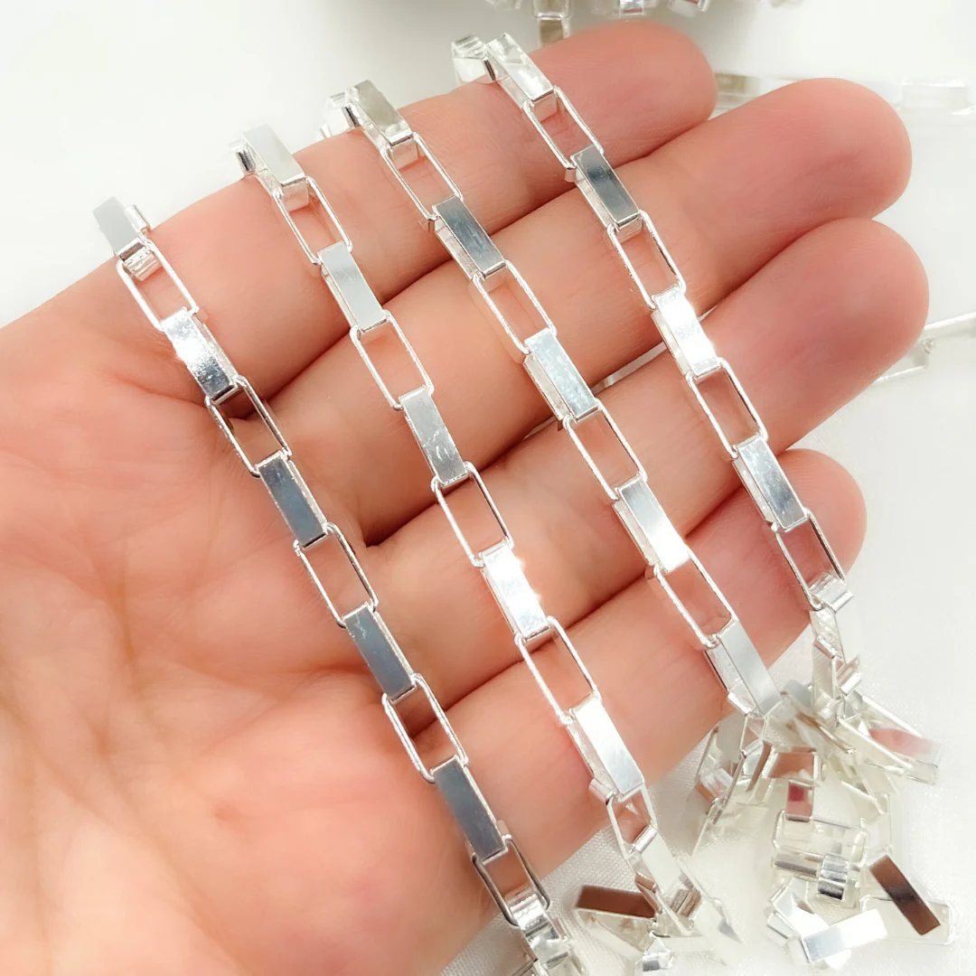 V42SS. Sterling Silver Flat Box Link Chain - Image 3