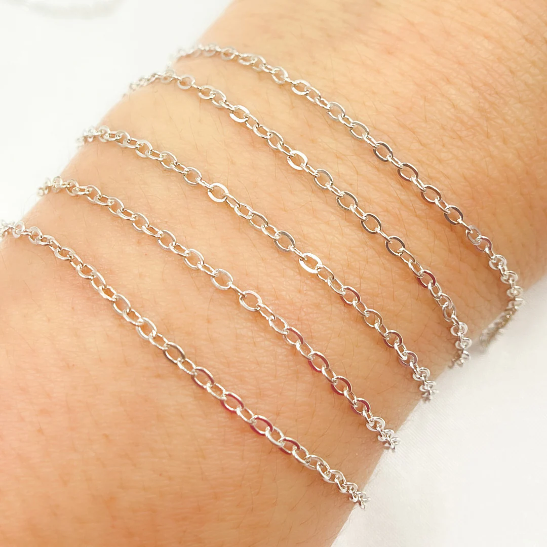 1617FSS. 925 Sterling Silver Flat Cable Chain - Image 5
