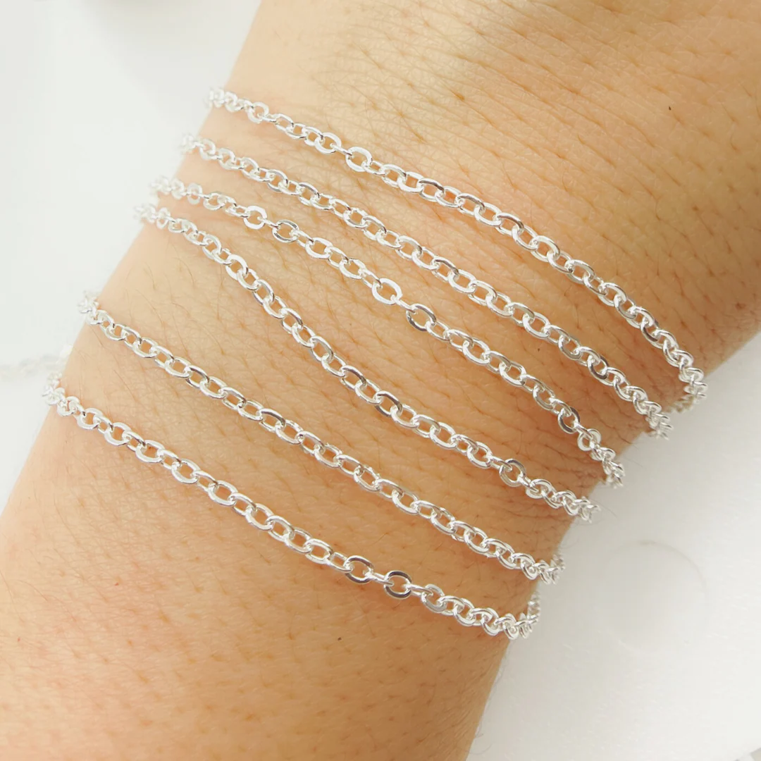 1916FSS. 925 Sterling Silver Flat Cable Link Chain - Image 5