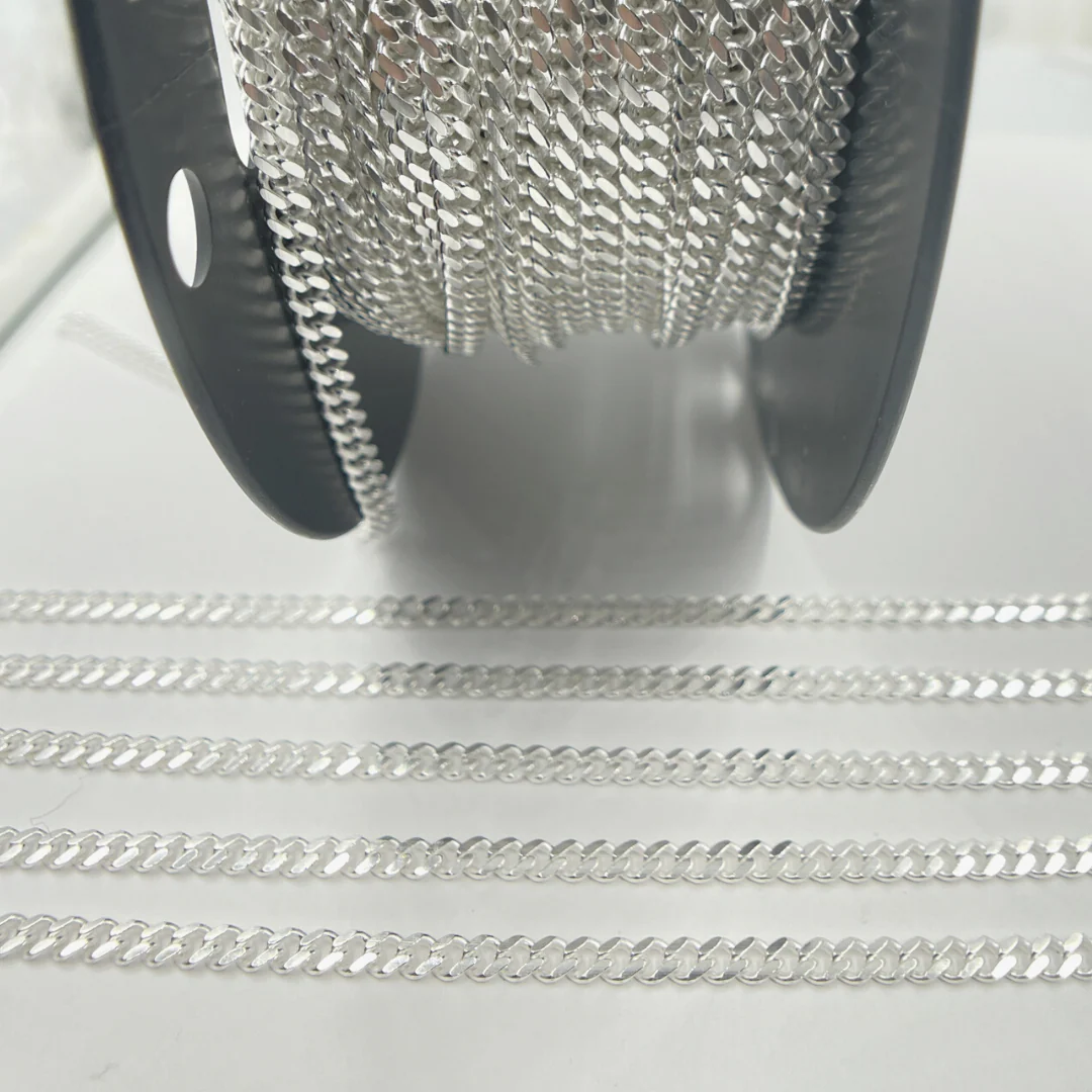 Z80SS. 925 Sterling Silver Flat Curb Chain - Image 4