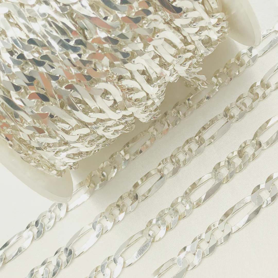 Y85SS. Sterling Silver Flat Figaro Chain - Image 4