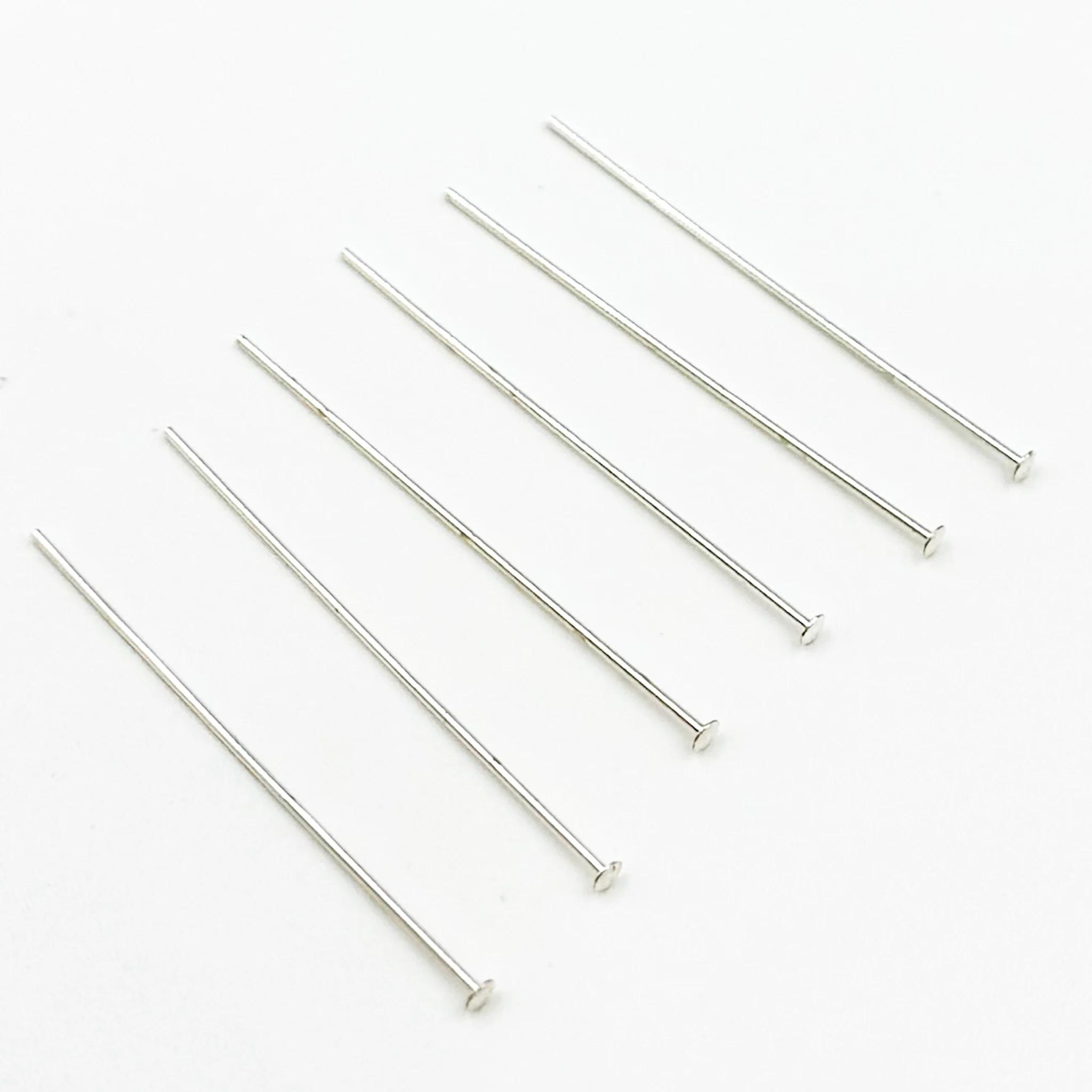 720D1.00. 24 Gauge White Sterling Silver Flat 1 Inch Headpin - Image 3