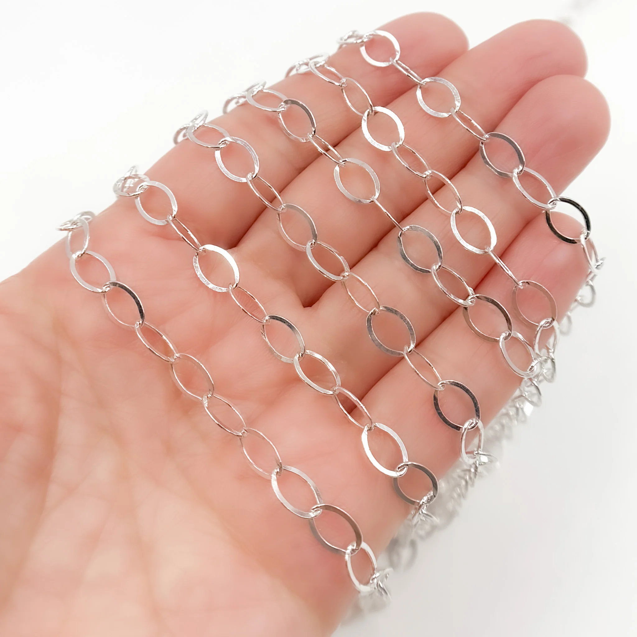 720FSS. Sterling Silver Flat Oval Cable Chain - Image 3