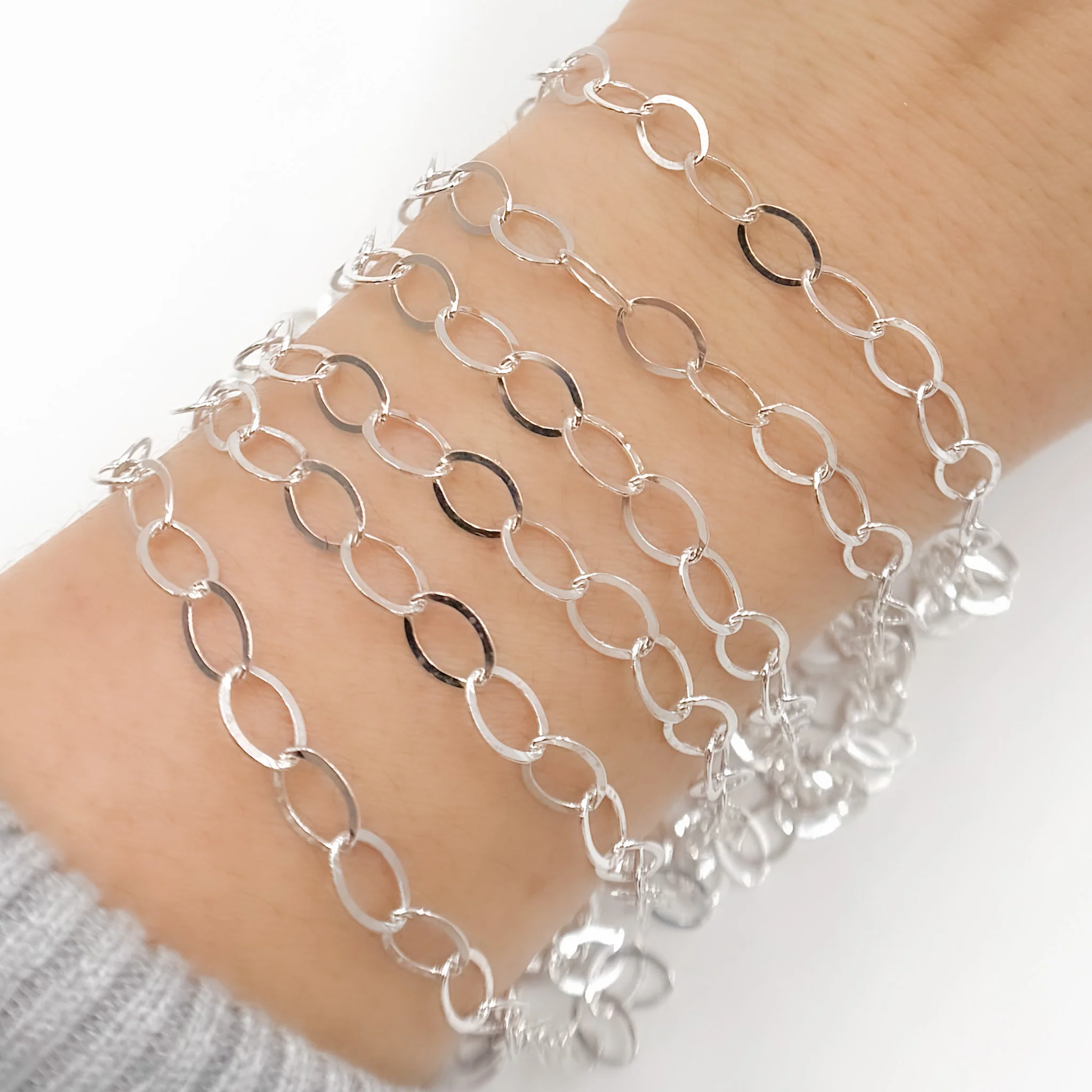720FSS. Sterling Silver Flat Oval Cable Chain - Image 6