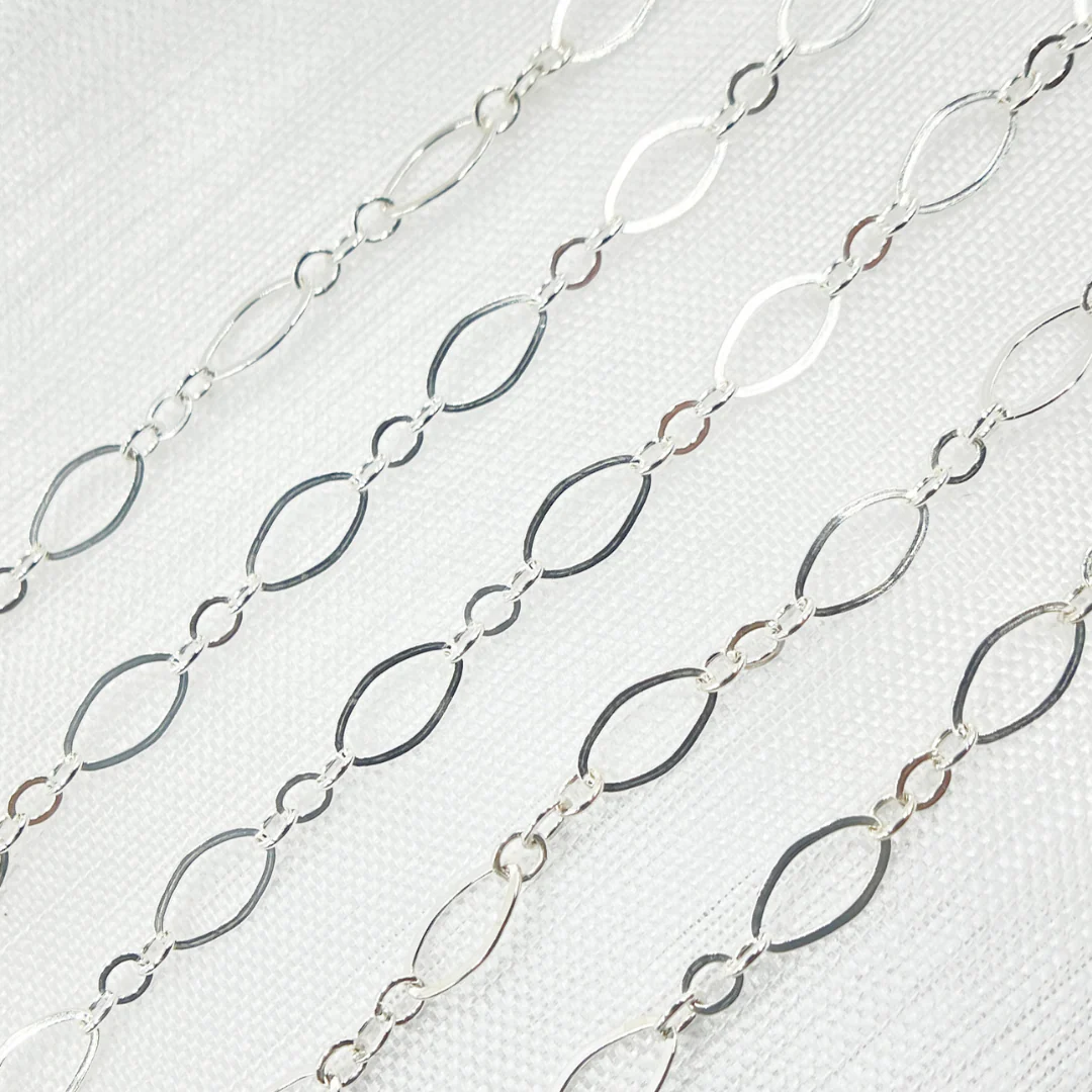 738FSS. 925 Sterling Silver Flat Oval and Round Link Chain - Image 2
