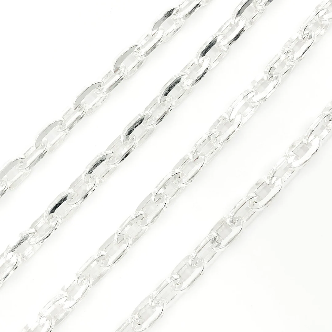 64SQ. 925 Sterling Silver Flat Oval Link Chain - Image 3