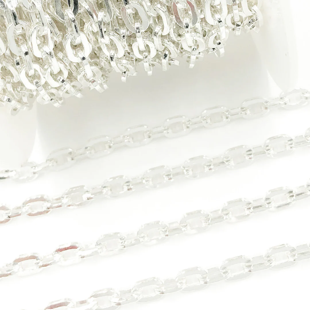 64SQ. 925 Sterling Silver Flat Oval Link Chain - Image 4