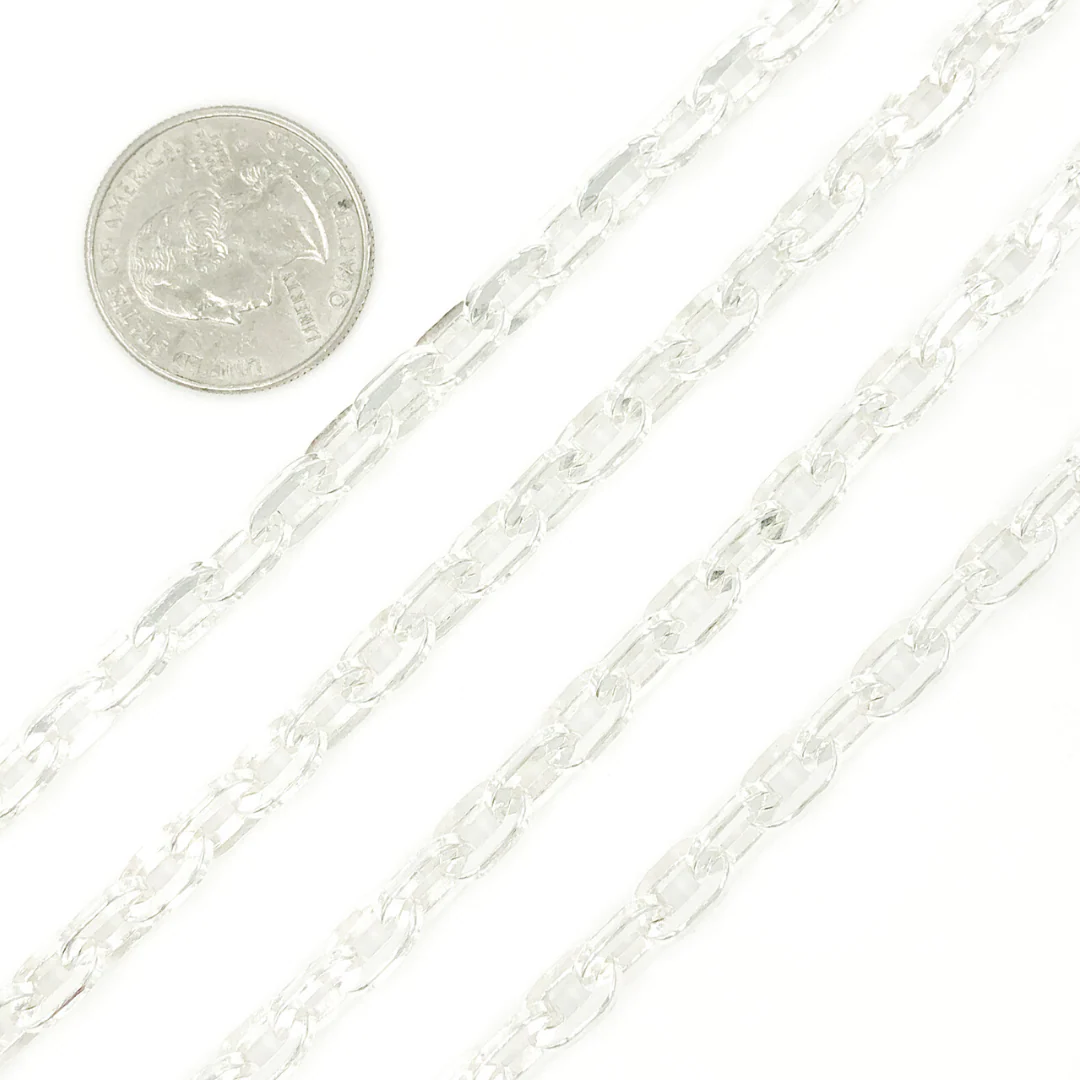 64SQ. 925 Sterling Silver Flat Oval Link Chain - Image 5