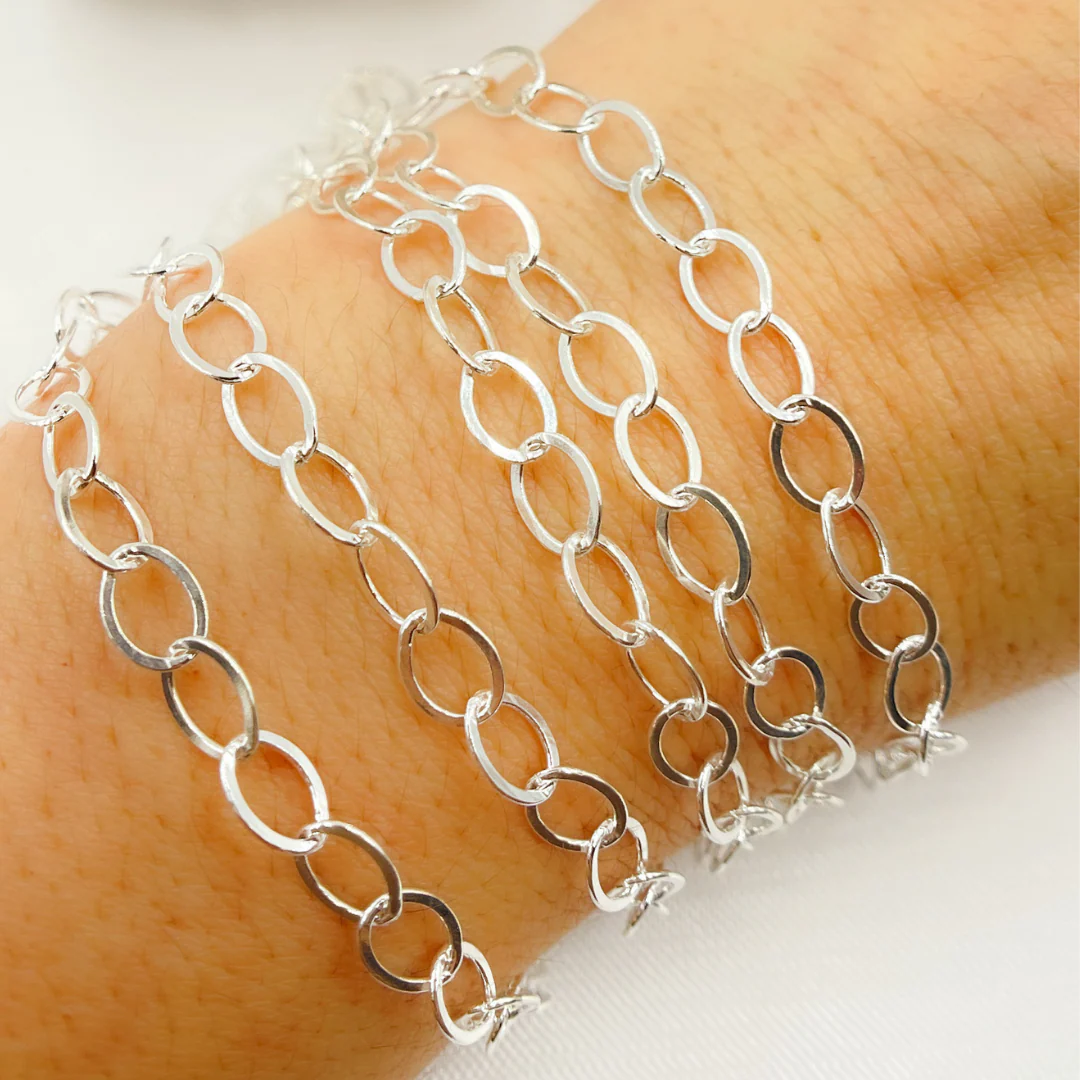 V189FSS. Sterling Silver Flat Oval Link Chain - Image 2