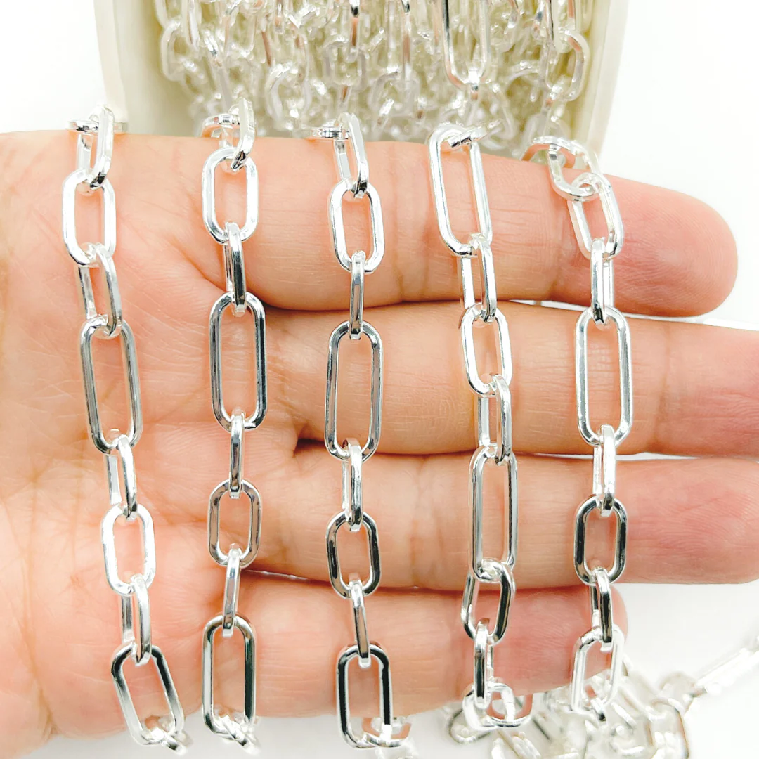 V139SS. Sterling Silver Flat Long and Short Chain
