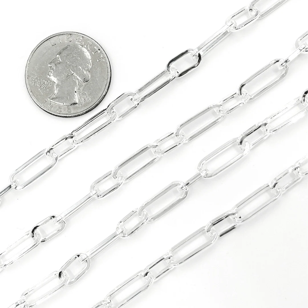 V139SS. Sterling Silver Flat Long and Short Chain - Image 3