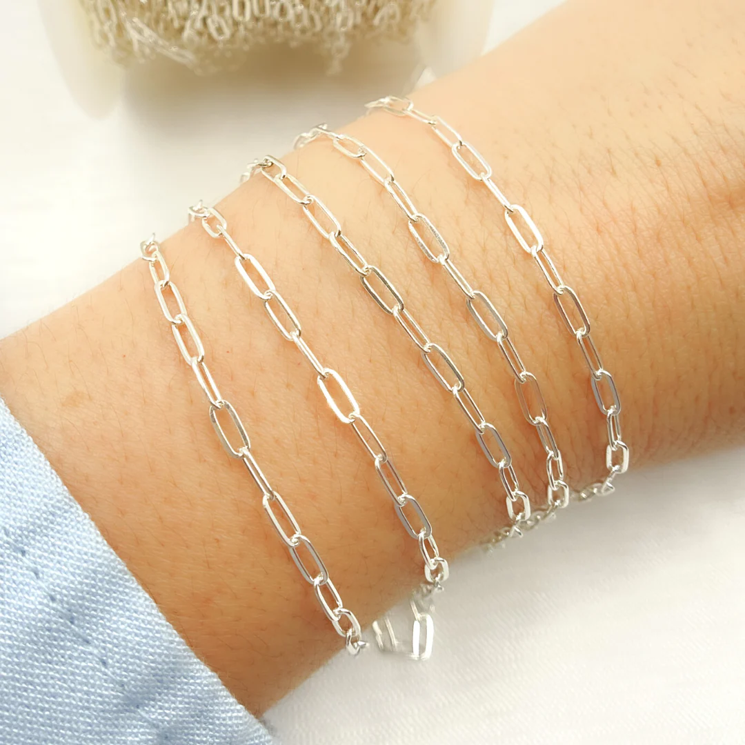 2505FSS. Sterling Silver Flat Paperclip Link Chain - Image 2