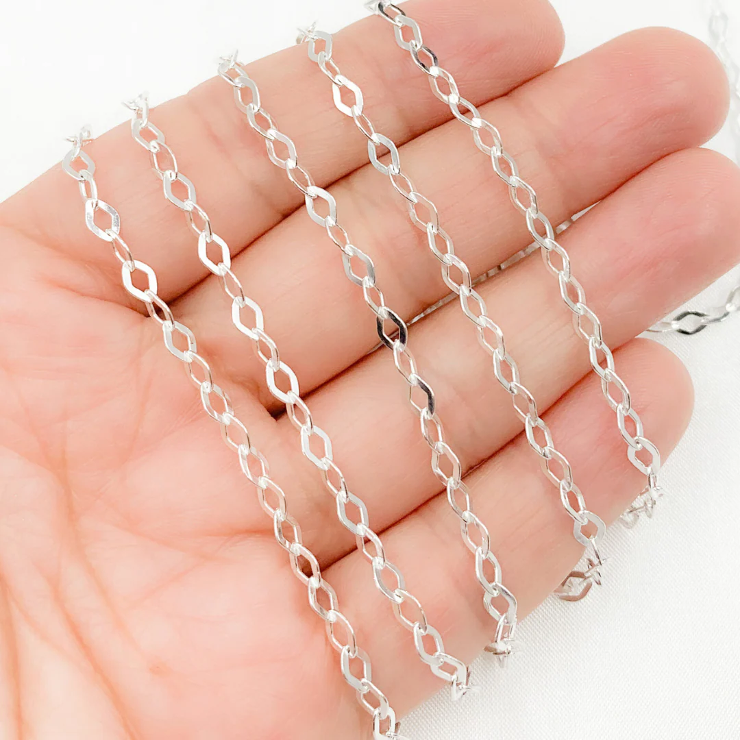 Z101SS. Sterling Silver Flat Rhomb Link Chain - Image 2