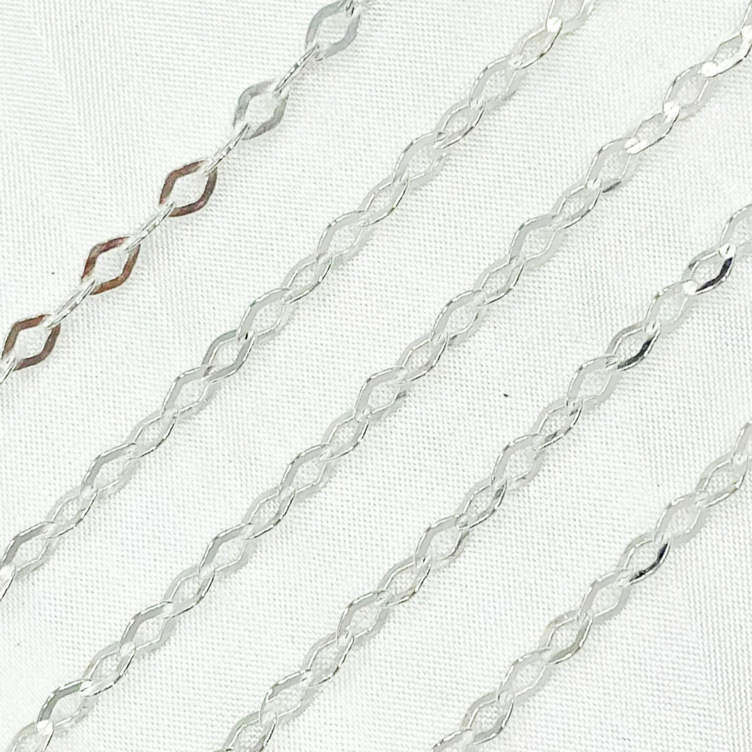 Z101SS. Sterling Silver Flat Rhomb Link Chain - Image 3