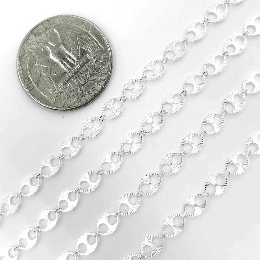 V163SS. 925 Sterling Silver Flat Textured Marina Chain - Image 4