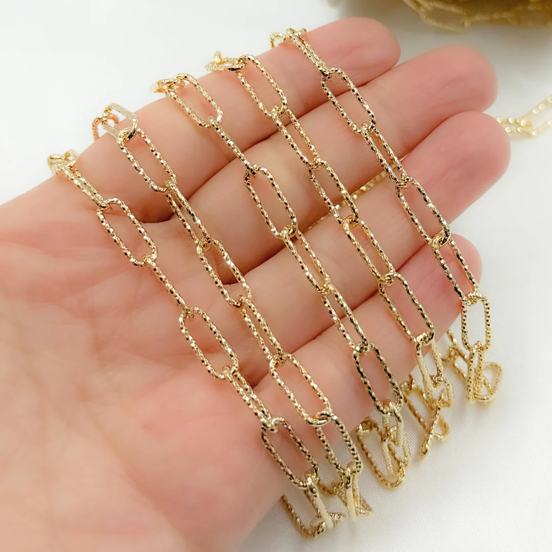 V9GP. Gold Plated 925 Sterling Silver Diamond Cut Paperclip Chain