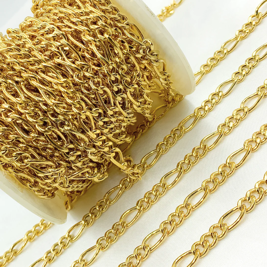 Y62GP. Gold Plated 925 Sterling Silver Figaro Chain - Image 4