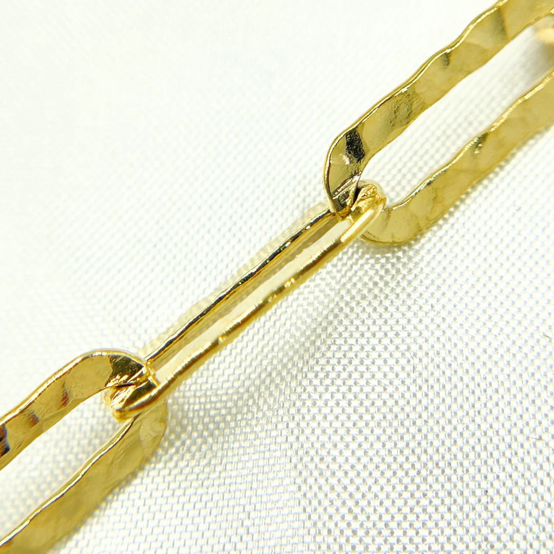Y58HGP. Gold Plated 925 Sterling Silver Flat Hammered Paperclip Chain - Image 4