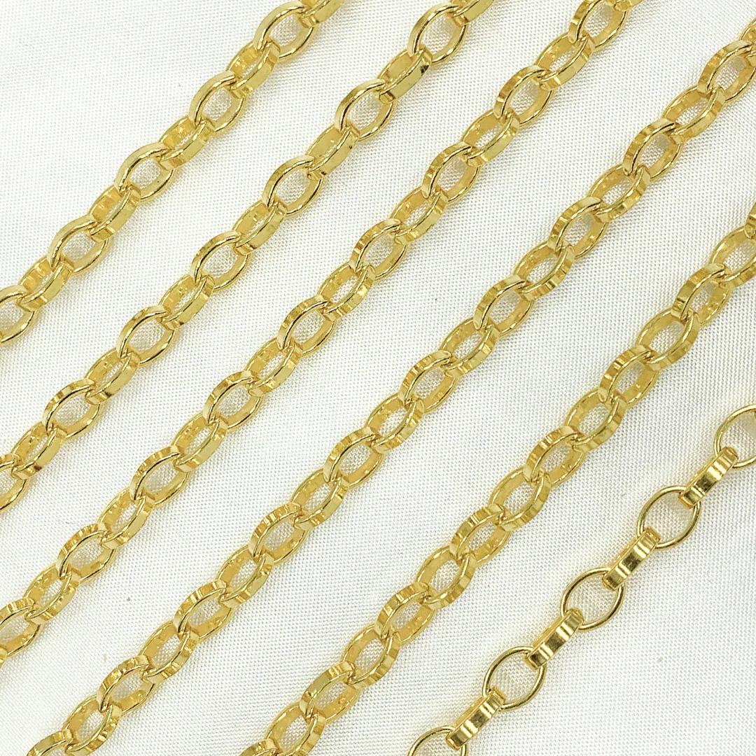 V64GP. Gold Plated 925 Sterling Silver Flat Oval Link Chain - Image 4