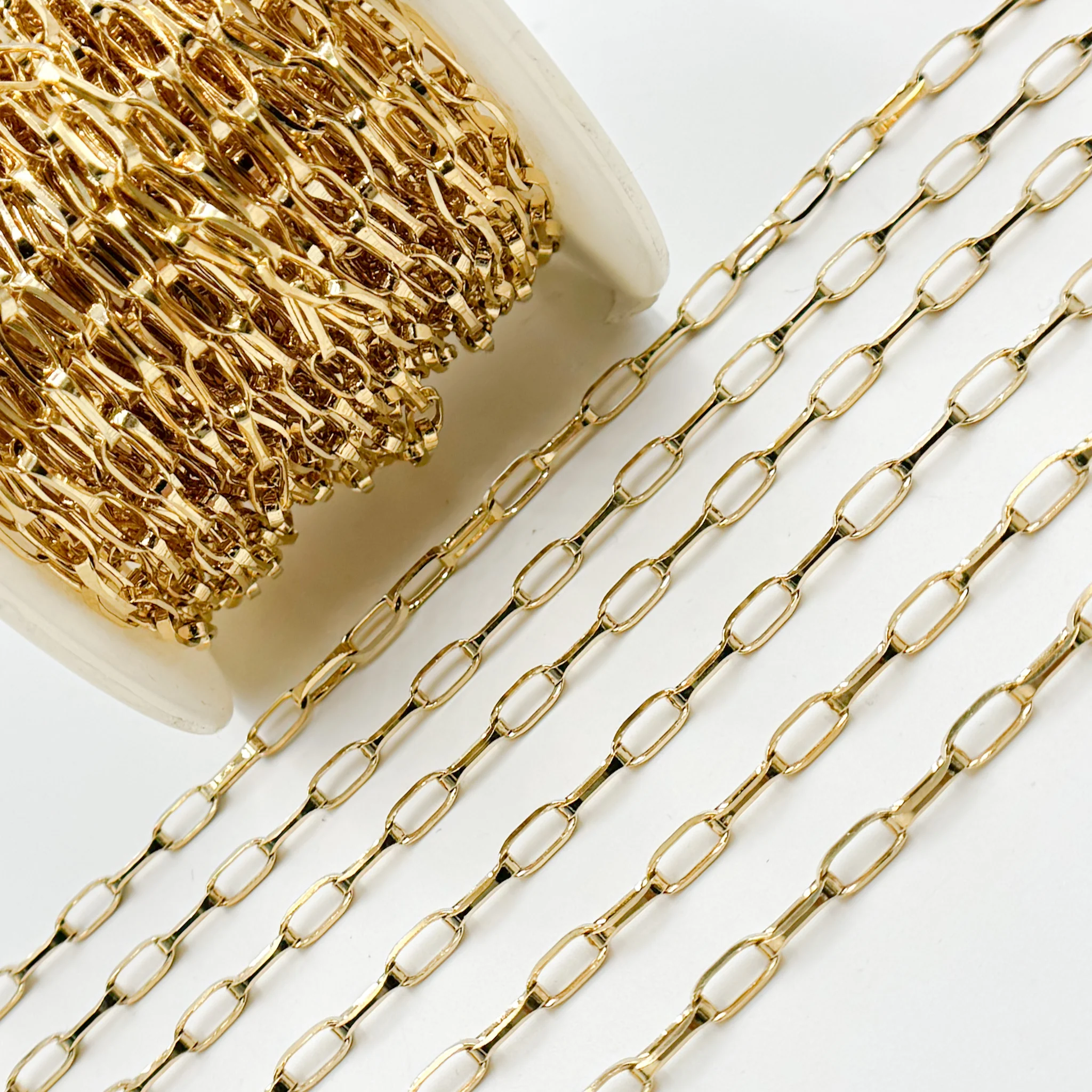 Y53GP. Gold Plated Sterling Silver Rectangular Link Chain - Image 5