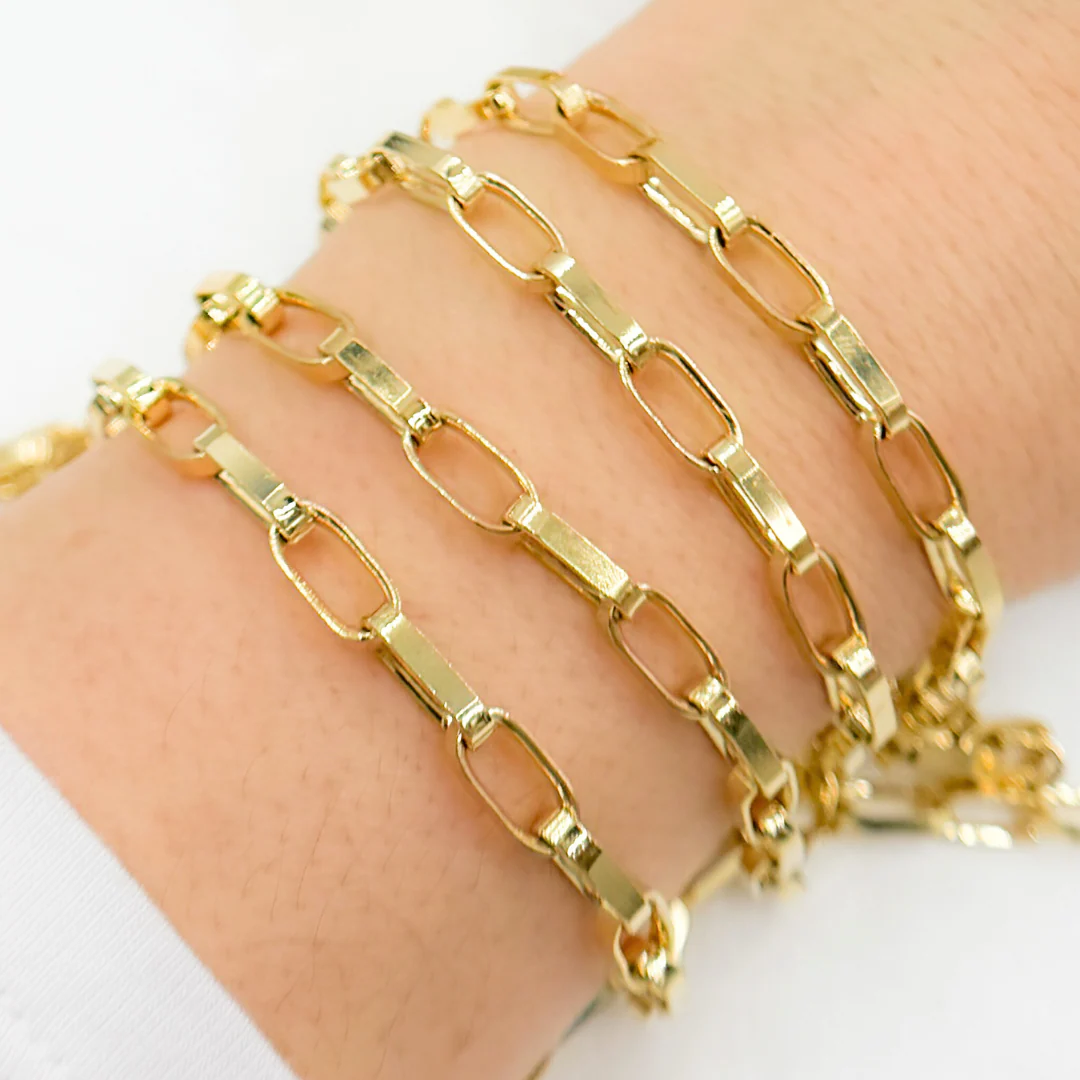 Y54GP. Gold Plated 925 Sterling Silver Flat Oval Link Chain - Image 3