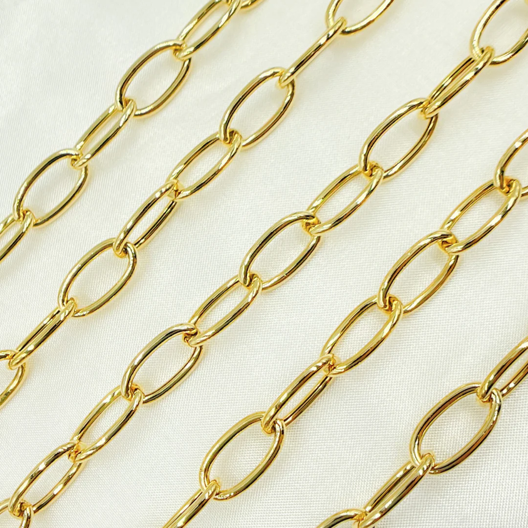 Z64GP. Gold Plated Sterling Silver Smooth Oval Link Chain - Image 2
