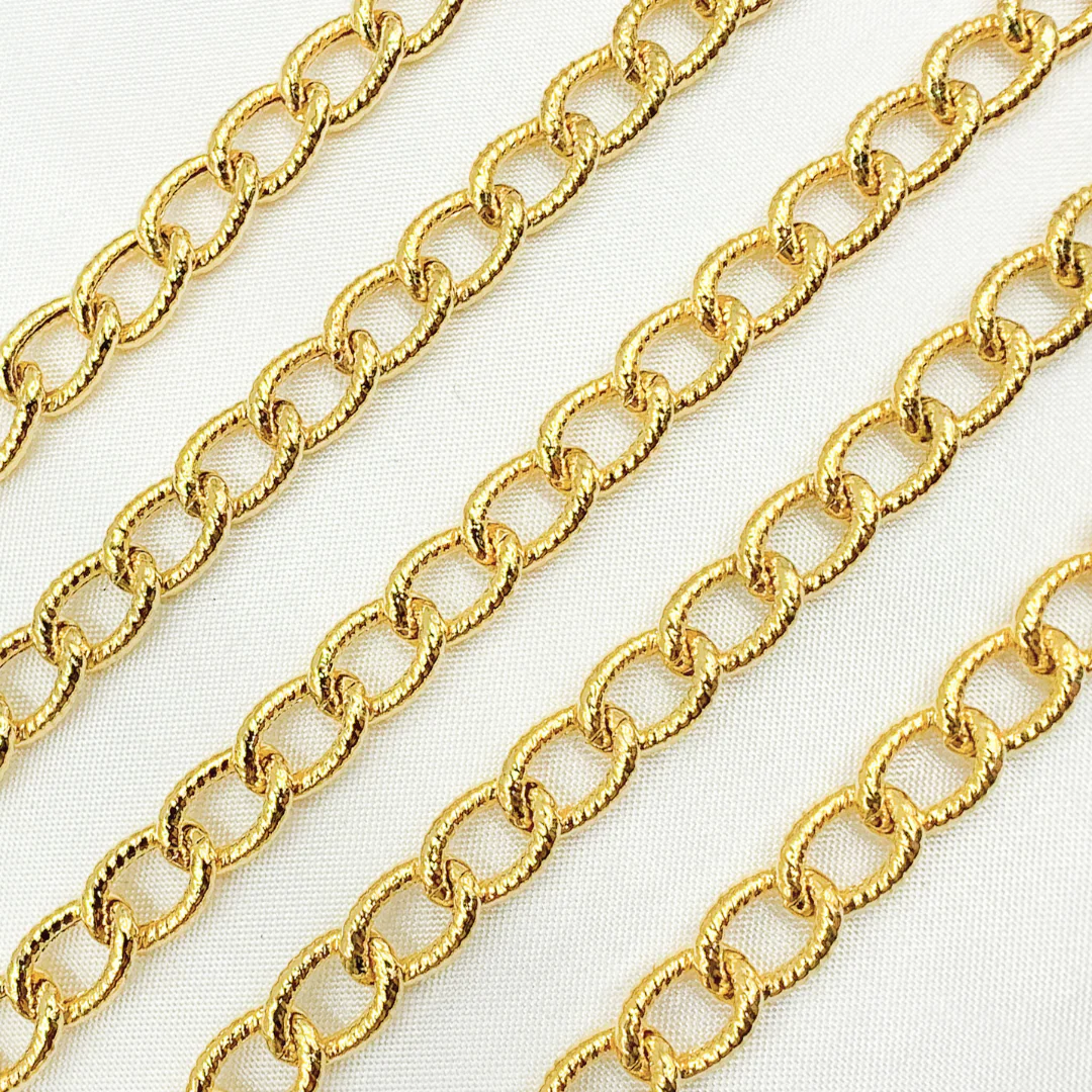 V57GP. Gold Plated 925 Sterling Silver Textured Cable Chain - Image 2