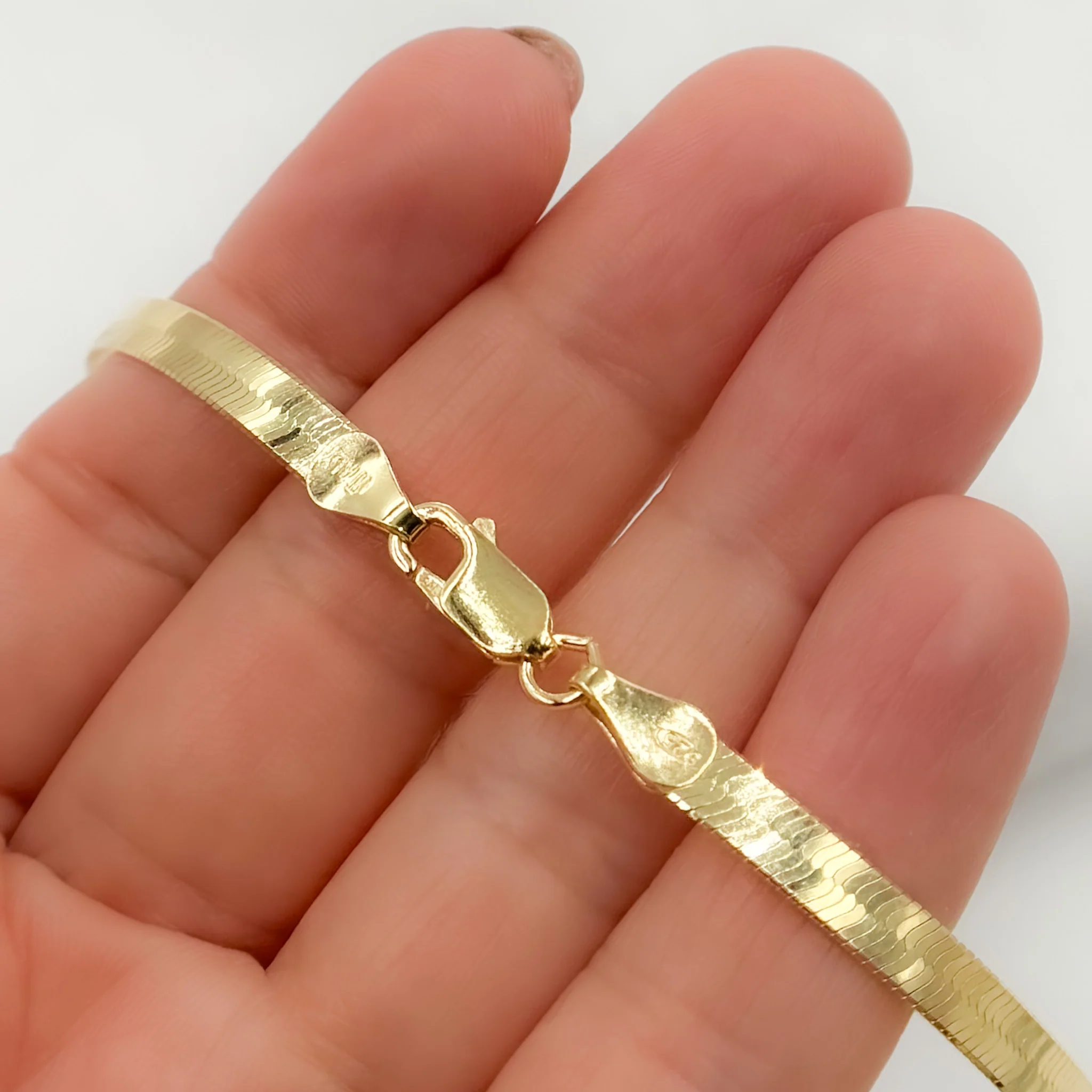 HER2GP. Gold Plated 4.3mm Herringbone Necklace - Image 3