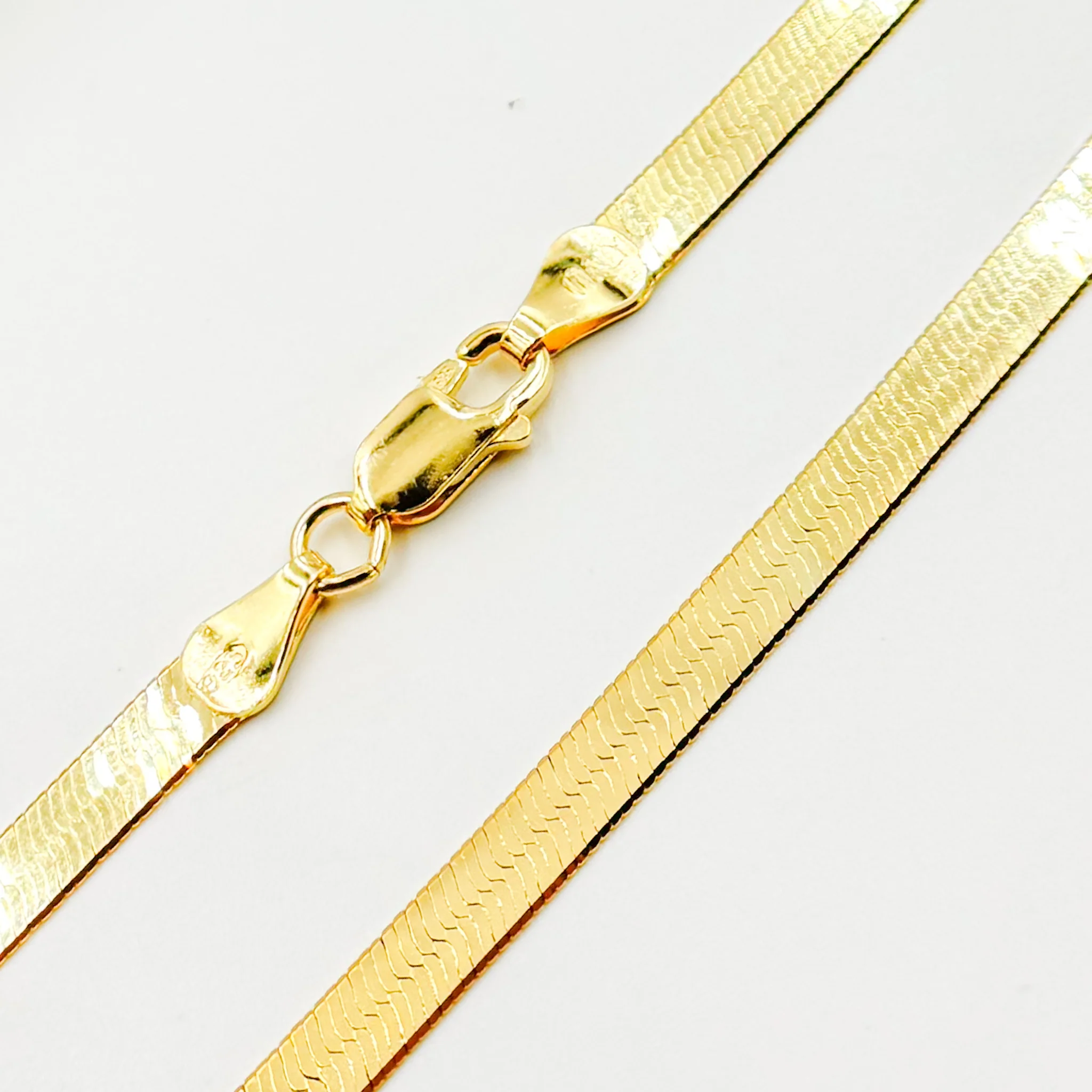 HER2GP. Gold Plated 4.3mm Herringbone Necklace - Image 4