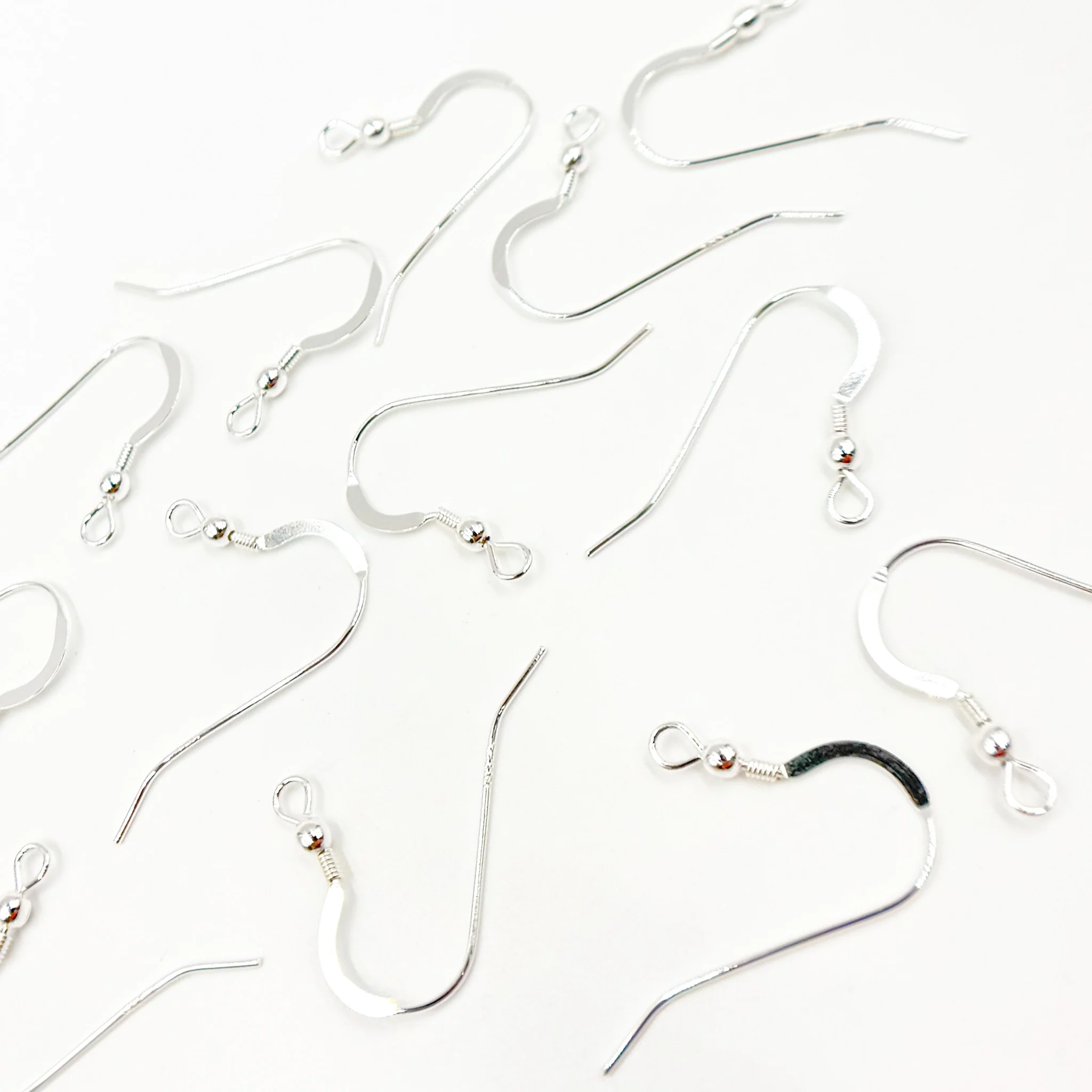 EW2. White Sterling Silver Ball Ear Wire - Image 3