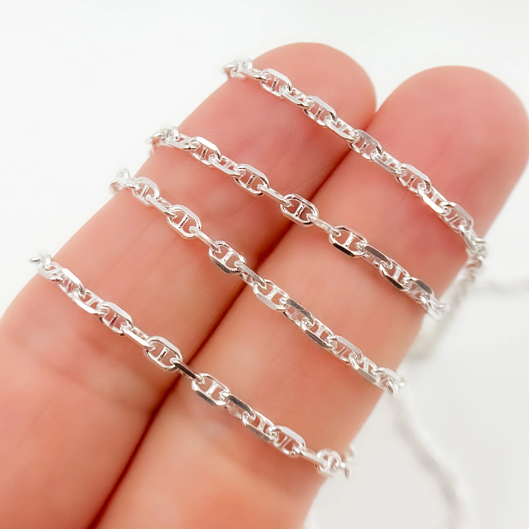 Y70SS. Sterling Silver Diamond Cut Marina Chain