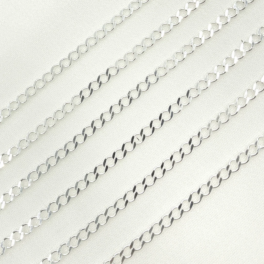 Z88SS. Sterling Silver Miami Flat Curb Link Chain - Image 2
